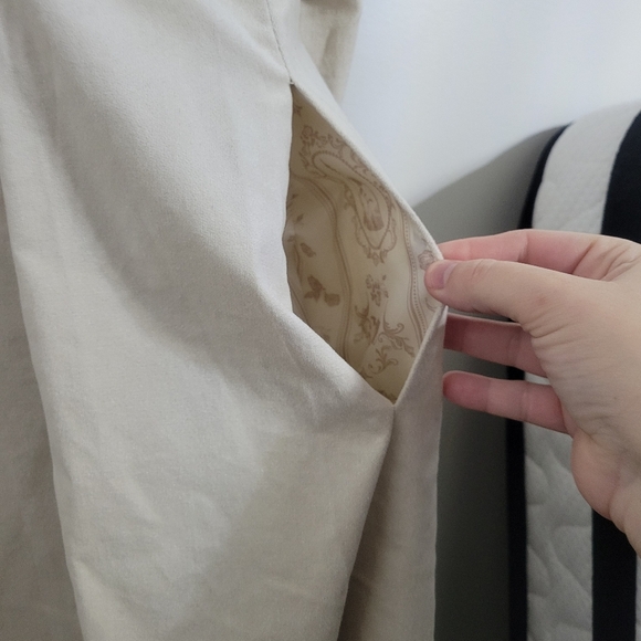 Cream Long Coat with Embroidered Details - Picture 10 of 16